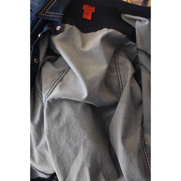 Women's  V Christina Embellished Snap Front Denim Jacket Lightweight XL - Picture 7 of 10